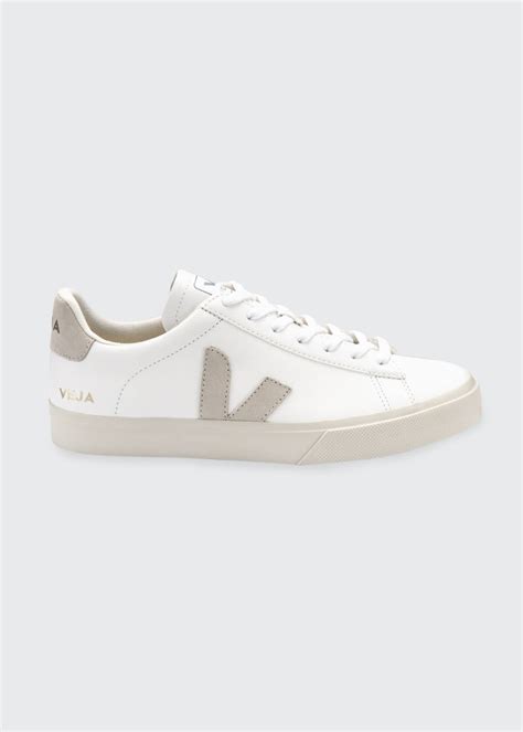 Veja campo bicolor leather low-top sneakers - Campo low-top sneakers Veja is the sneaker brand placing equal emphasis on design and social responsibility. Crafted from smooth and light leather that has been tanned with considerably less water, these sneakers are decorated at the side with a peach-hued iteration of the brand's signature V emblem. 